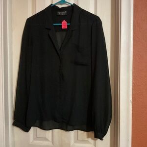 Pierre Cardin large black button down blouse